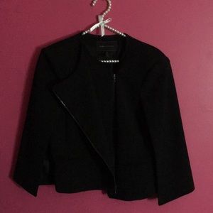 Cropped cape blazer double zipper